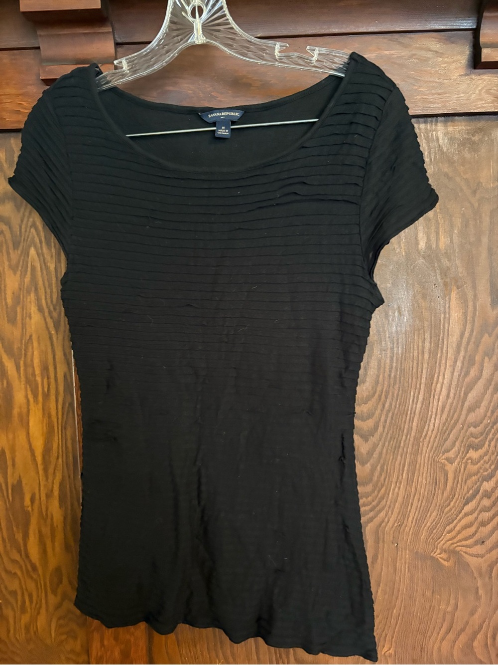 Banana Republic Women's Black Textured Short-Sleeve Top M